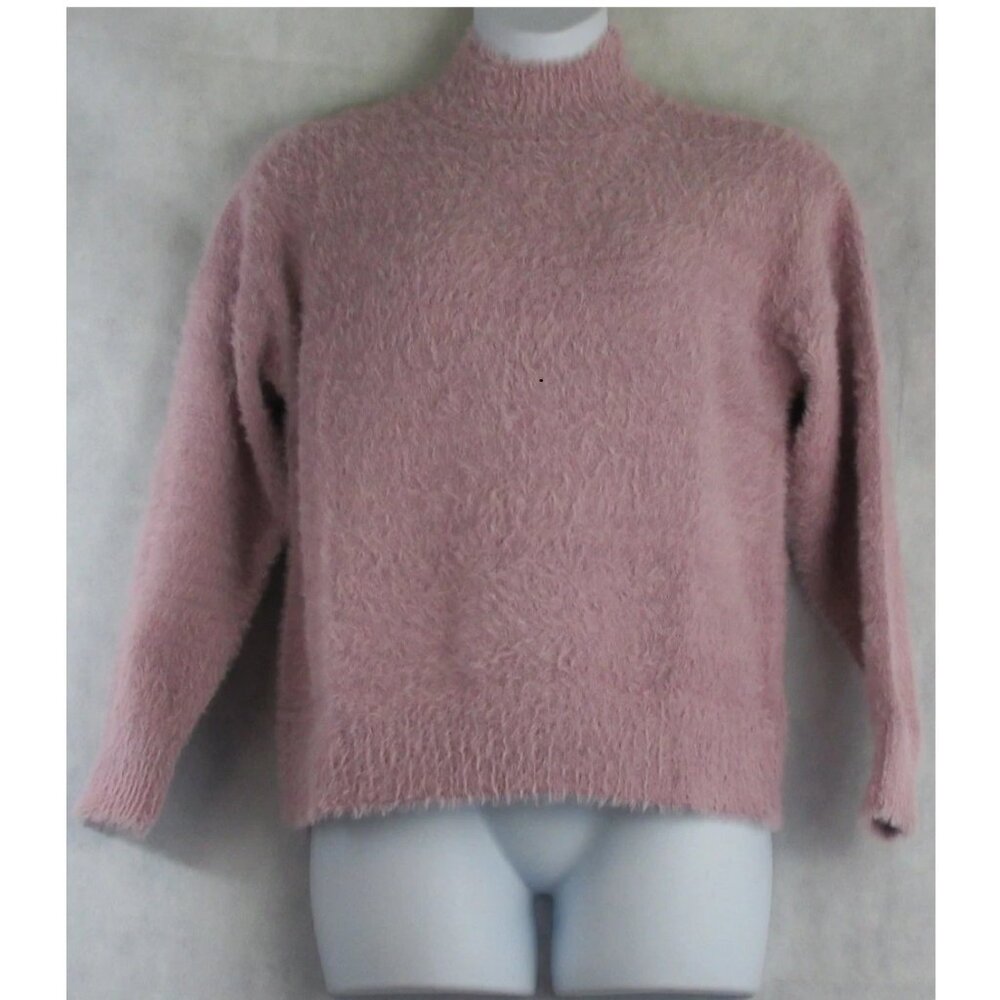 And Now This Women's Plus Size Eyelash Mock Neck Sweater, Mauve Shadows, 1X